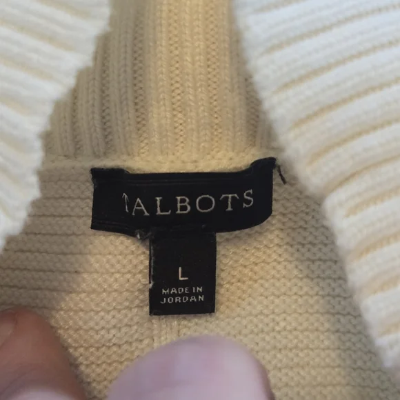 Talbots Tunic Sweater Womens L Cream Mock Neck Ribbed Knit Side Slit JO5161 - Picture 5 of 5